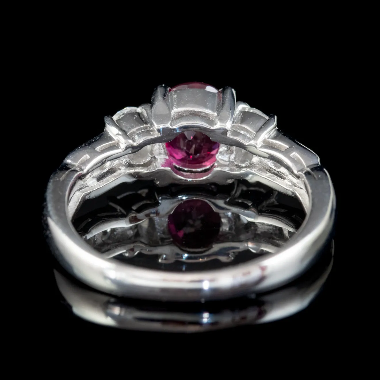 Vintage Ruby Diamond Trilogy Ring Platinum 0.92ct Ruby 0.37ct Of Diamond