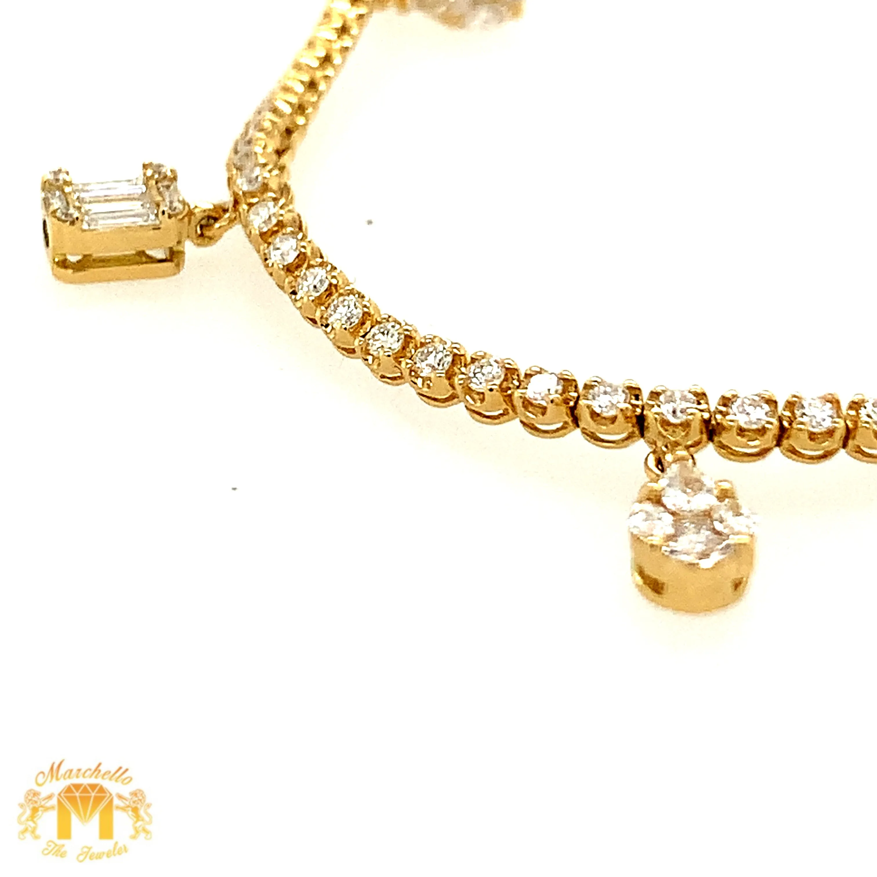 VVS/vs high clarity diamonds set in a 18k Gold Adjustable Length Charm Anklet / Choker Necklace (VVS diamonds, Tear drop and Square Charms, choose gold color)
