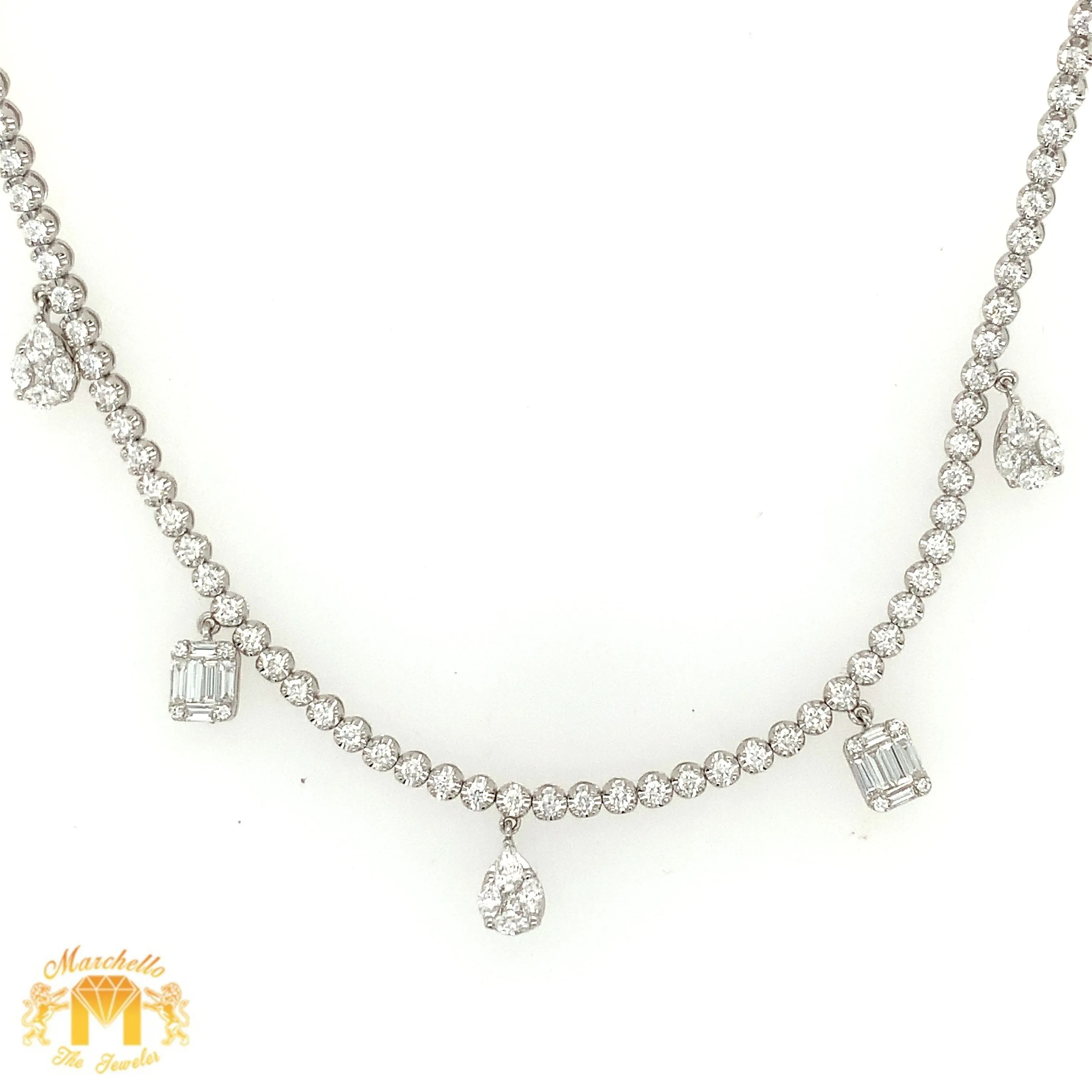 VVS/vs high clarity diamonds set in a 18k Gold Adjustable Length Charm Anklet / Choker Necklace (VVS diamonds, Tear drop and Square Charms, choose gold color)
