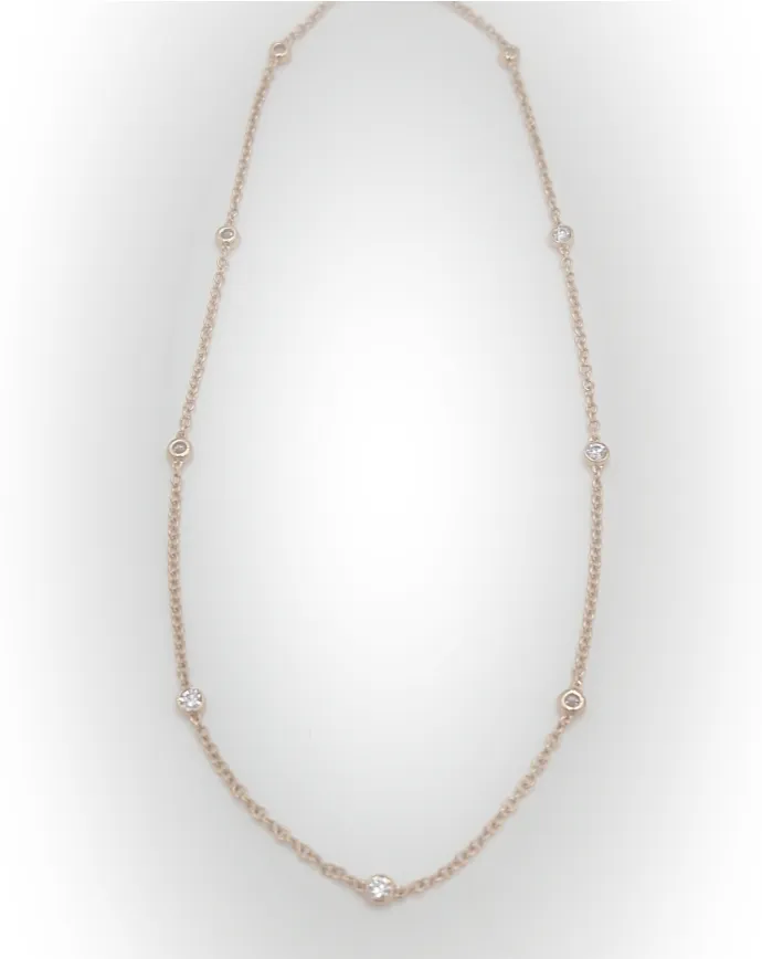 Website Special - 14k Rose Gold 0.20ctw Station Anklet