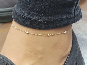 Website Special - 14k Rose Gold 0.20ctw Station Anklet