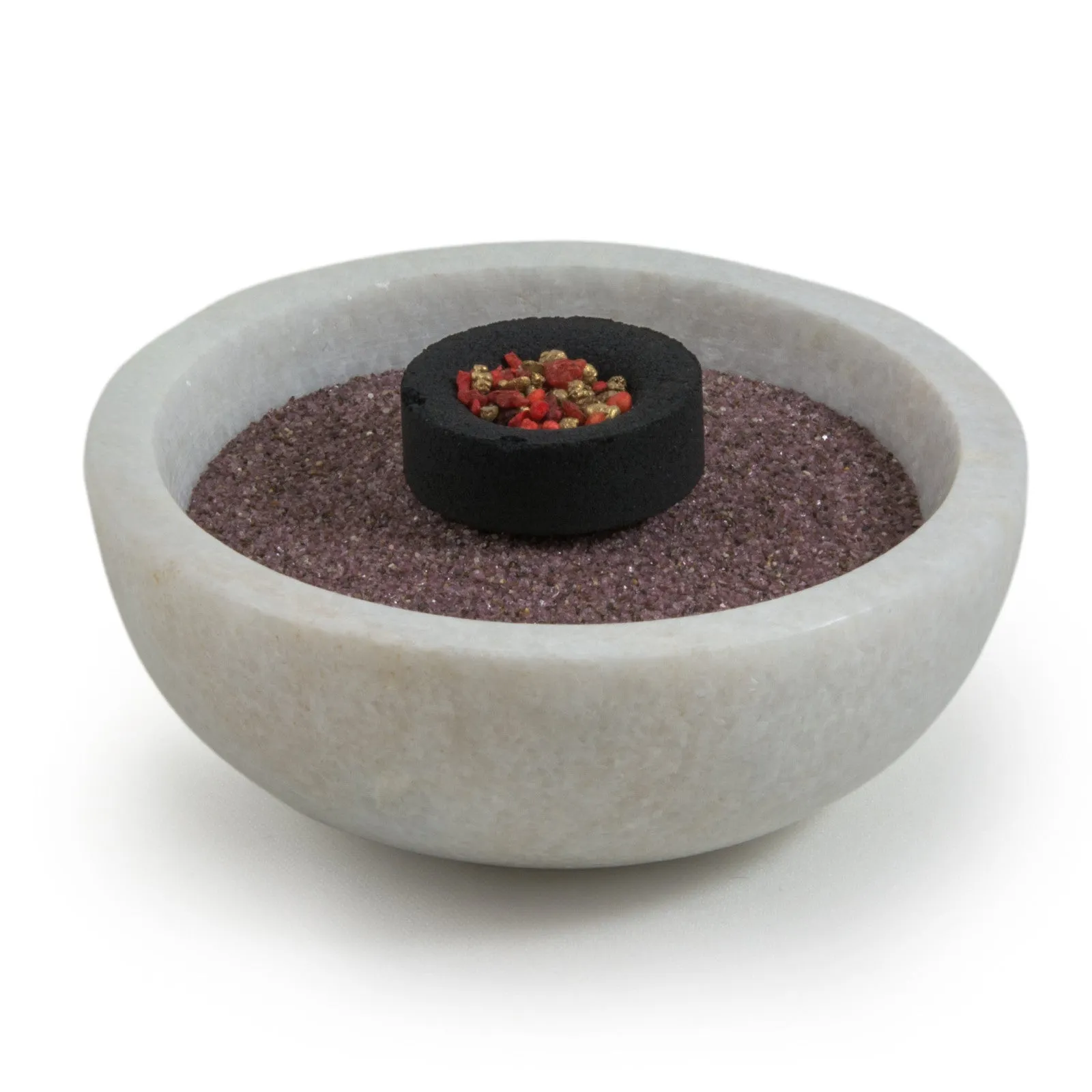 White Marble Bowl Charcoal Incense Burner 4"