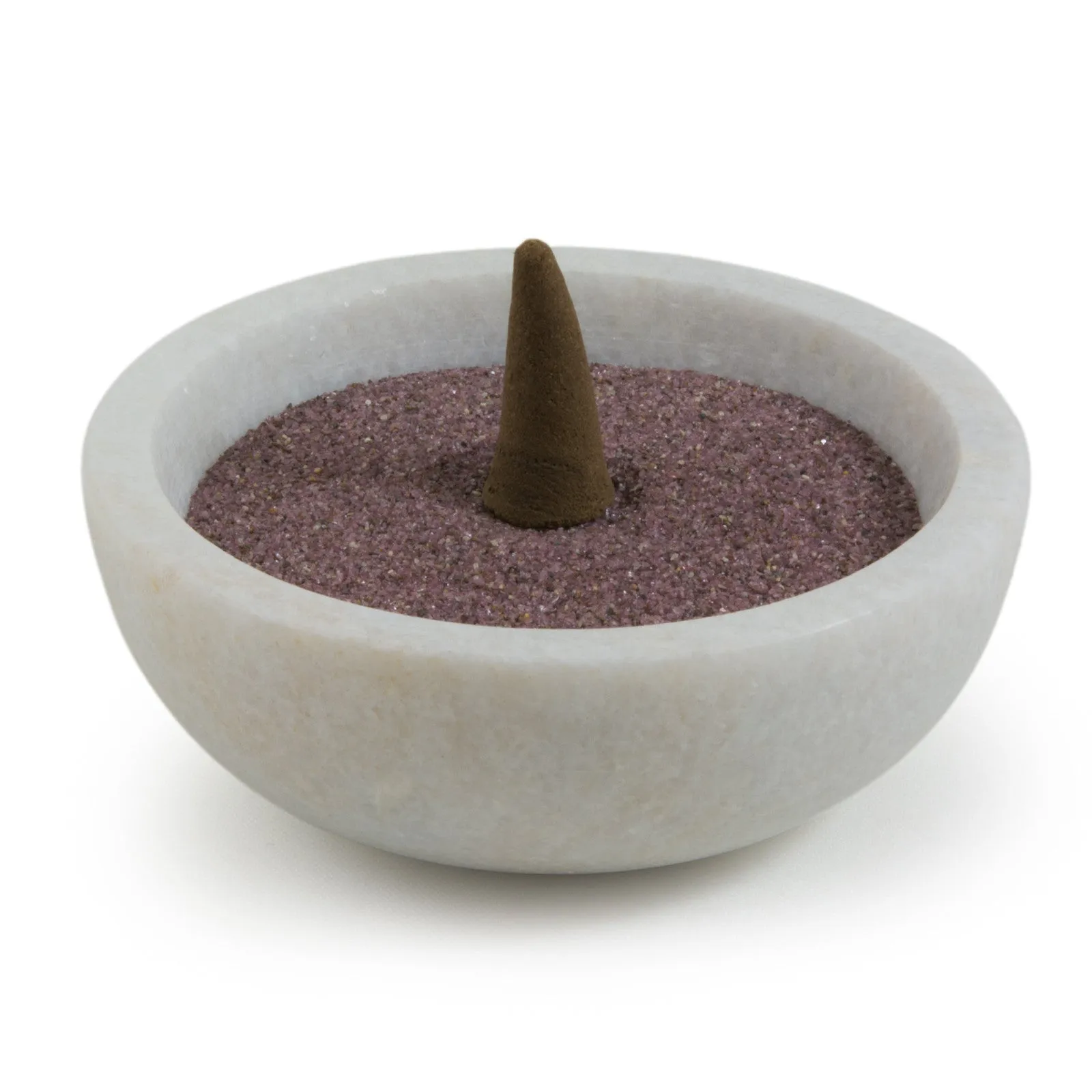 White Marble Bowl Charcoal Incense Burner 4"