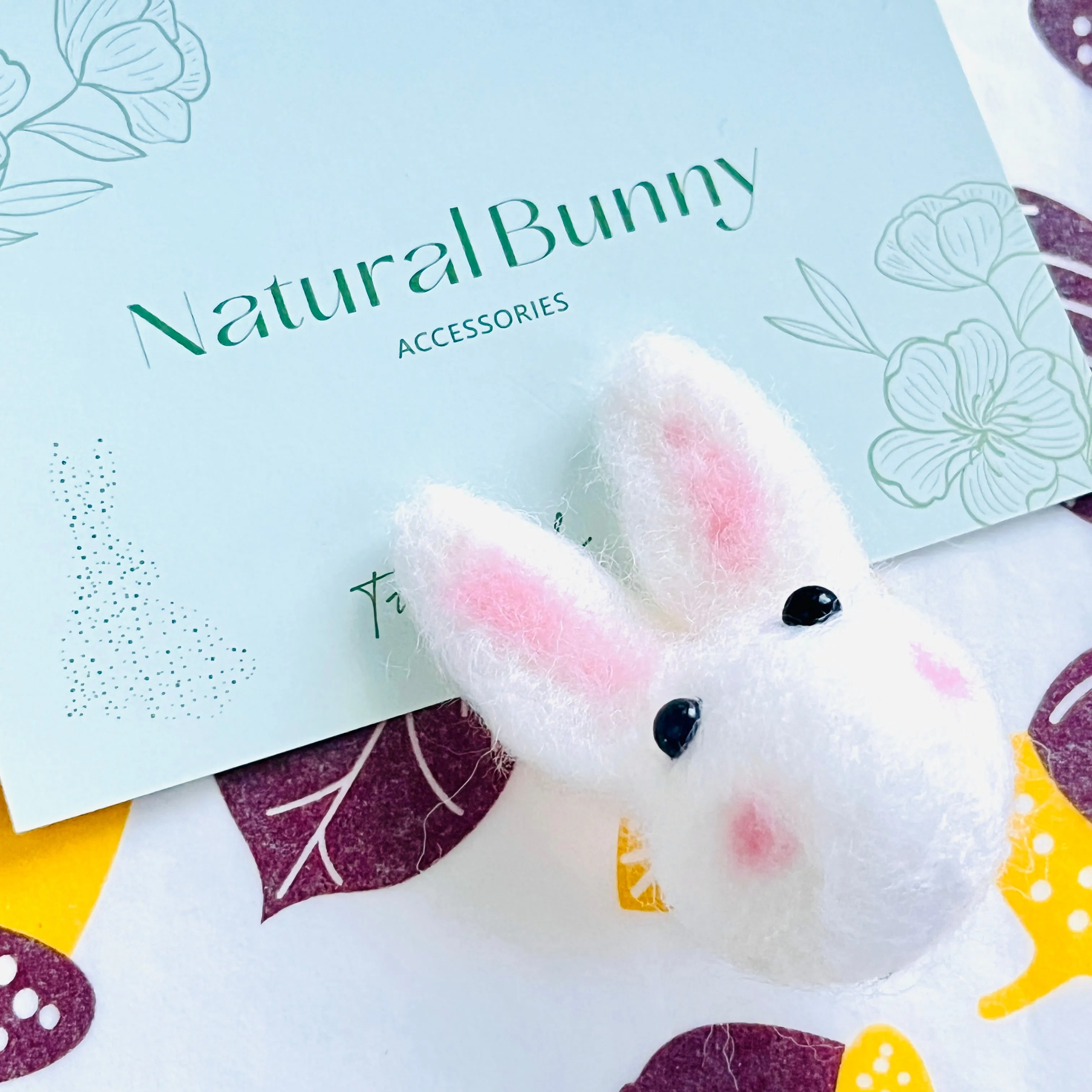 Wool Felt Rabbit / Carrot Brooch