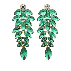 Yellow Chimes Elegant Latest Gold Plated Leaf Crystal Dangle Earrings for Women and Girls