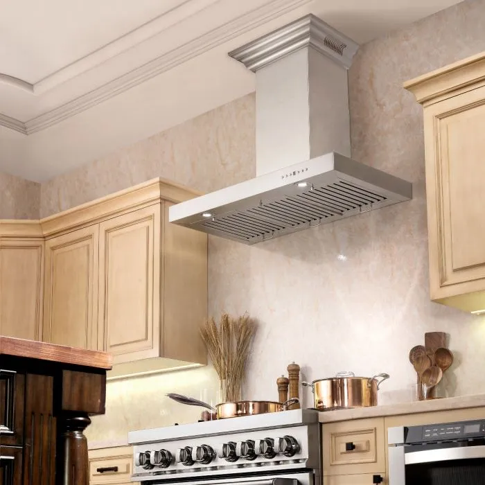 ZLINE 42 IN. Wall Mount Range Hood in Stainless Steel with Built-In CrownSound® BlueTooth Speakers (KECRN-BT-42)
