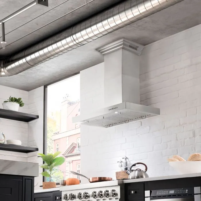 ZLINE 42 IN. Wall Mount Range Hood in Stainless Steel with Built-In CrownSound® BlueTooth Speakers (KECRN-BT-42)